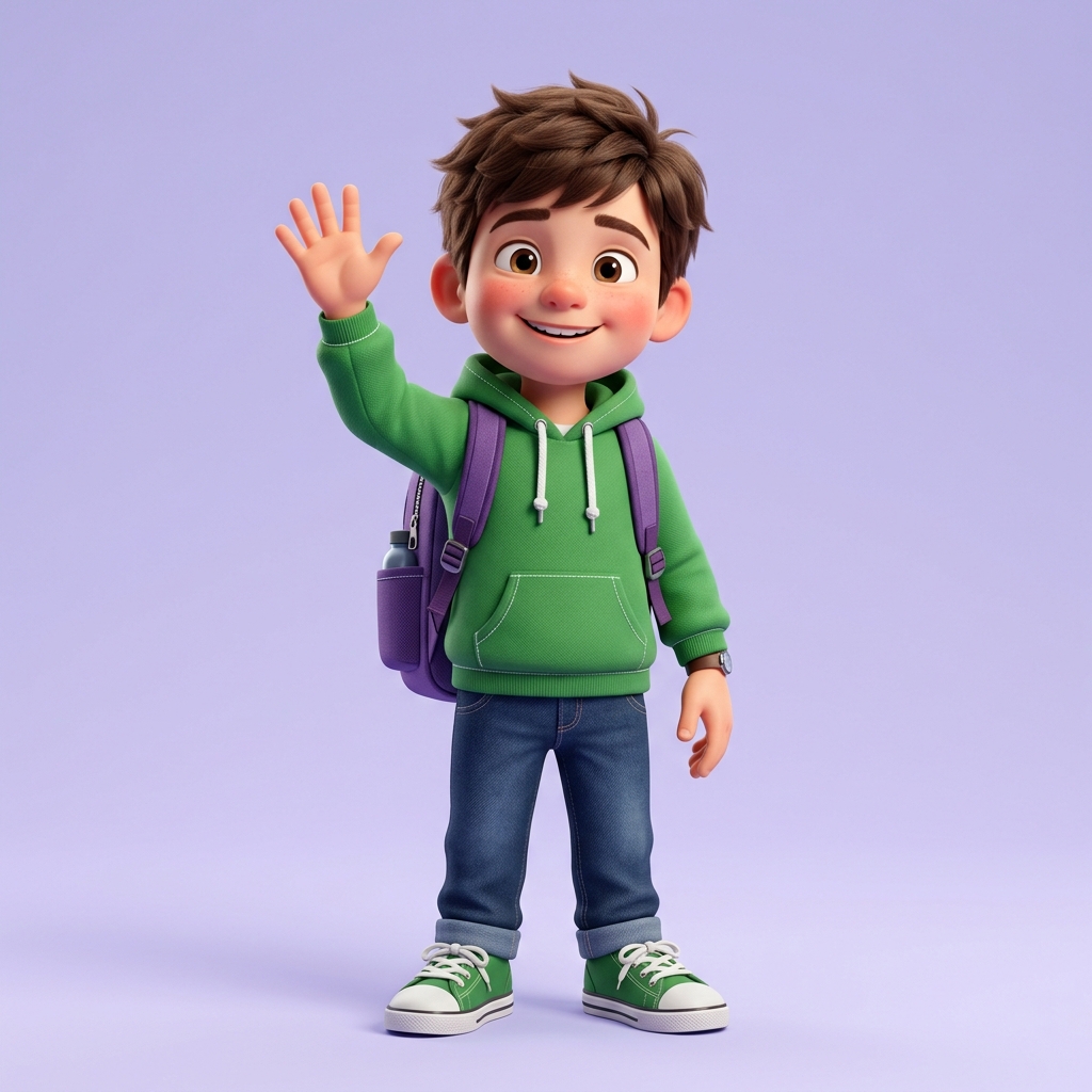 Student ready for school